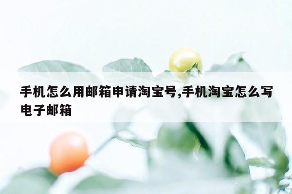 手机怎么用邮箱申请淘宝号,手机淘宝怎么写电子邮箱