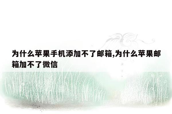 为什么苹果手机添加不了邮箱,为什么苹果邮箱加不了微信