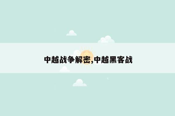 中越战争解密,中越黑客战