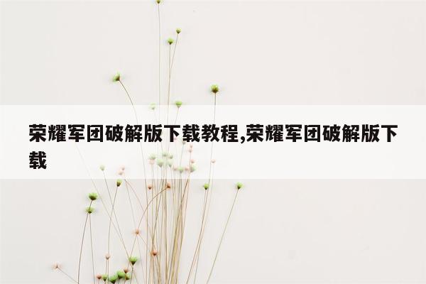 荣耀军团破解版下载教程,荣耀军团破解版下载