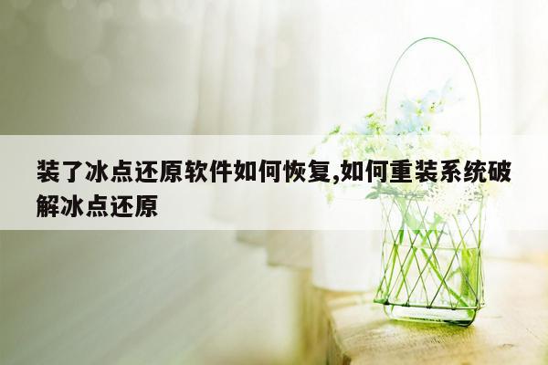 装了冰点还原软件如何恢复,如何重装系统破解冰点还原