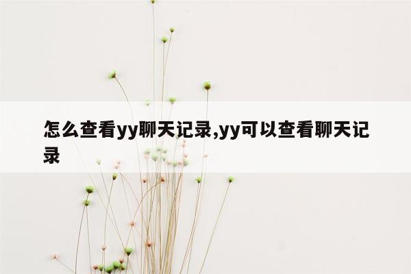 怎么查看yy聊天记录,yy可以查看聊天记录