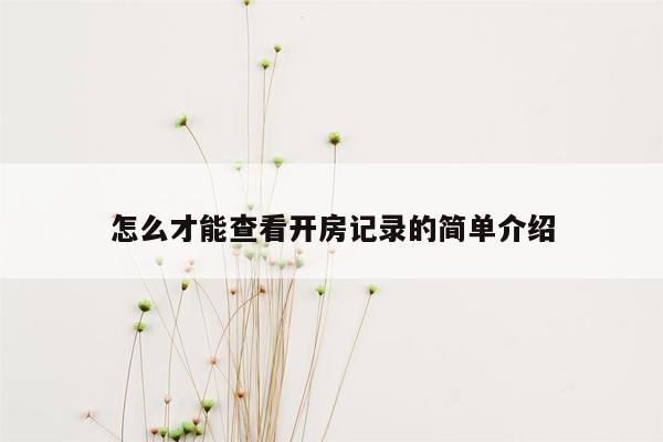 怎么才能查看开房记录的简单介绍