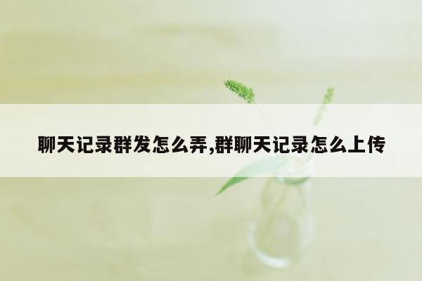 聊天记录群发怎么弄,群聊天记录怎么上传