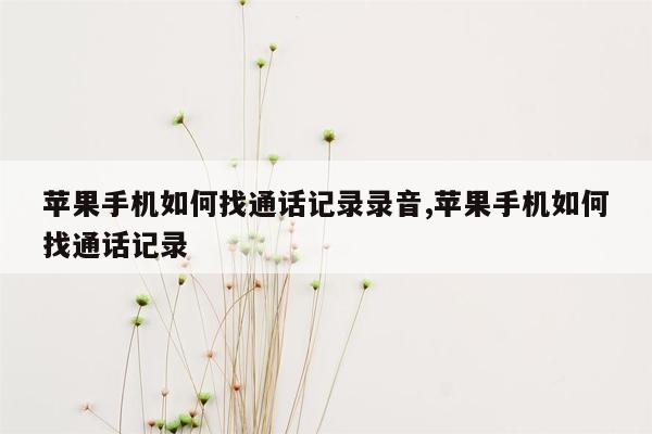 苹果手机如何找通话记录录音,苹果手机如何找通话记录