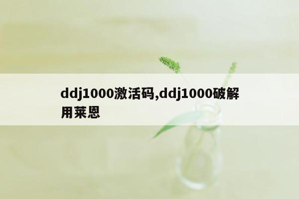 ddj1000激活码,ddj1000破解用莱恩