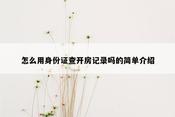 怎么用身份证查开房记录吗的简单介绍