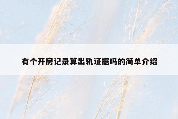 有个开房记录算出轨证据吗的简单介绍