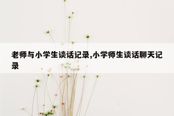 老师与小学生谈话记录,小学师生谈话聊天记录