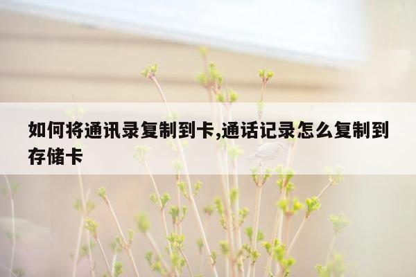 如何将通讯录复制到卡,通话记录怎么复制到存储卡