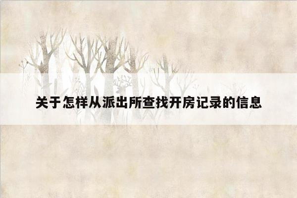 关于怎样从派出所查找开房记录的信息