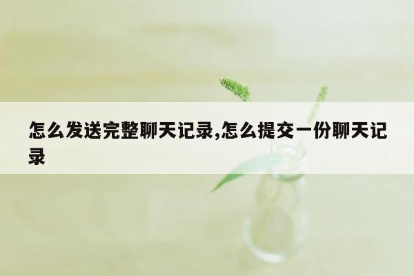 怎么发送完整聊天记录,怎么提交一份聊天记录