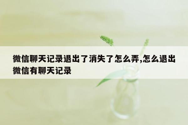 微信聊天记录退出了消失了怎么弄,怎么退出微信有聊天记录