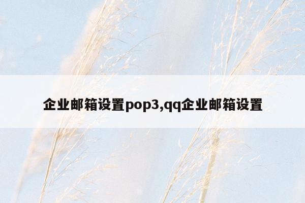 企业邮箱设置pop3,qq企业邮箱设置