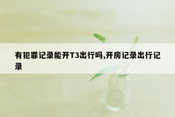 有犯罪记录能开T3出行吗,开房记录出行记录