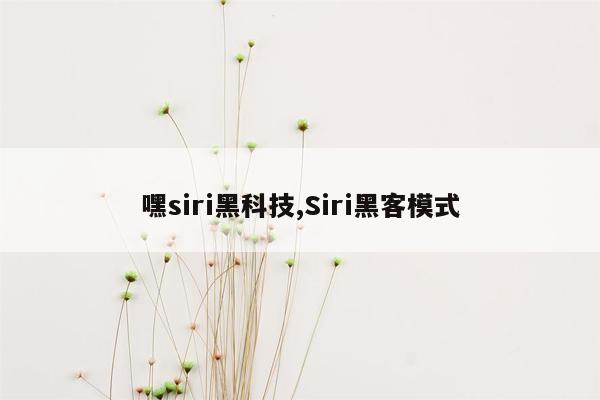 嘿siri黑科技,Siri黑客模式