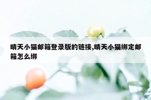 晴天小猫邮箱登录版的链接,晴天小猫绑定邮箱怎么绑