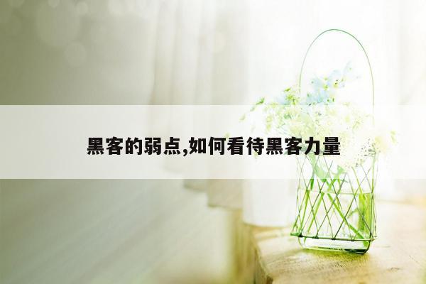 黑客的弱点,如何看待黑客力量