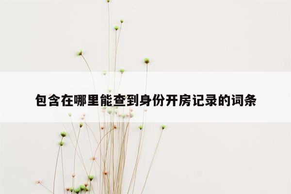 包含在哪里能查到身份开房记录的词条