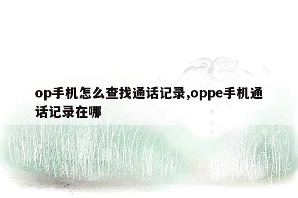 op手机怎么查找通话记录,oppe手机通话记录在哪