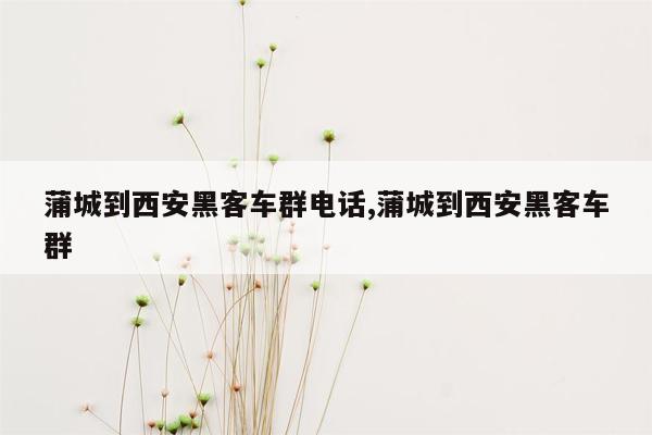 蒲城到西安黑客车群电话,蒲城到西安黑客车群