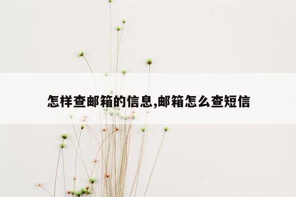 怎样查邮箱的信息,邮箱怎么查短信