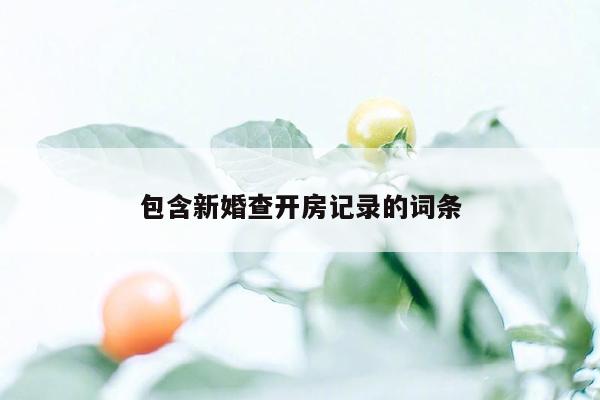 包含新婚查开房记录的词条