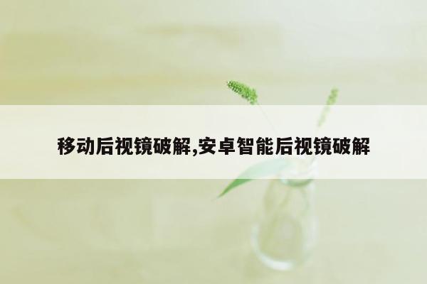 移动后视镜破解,安卓智能后视镜破解