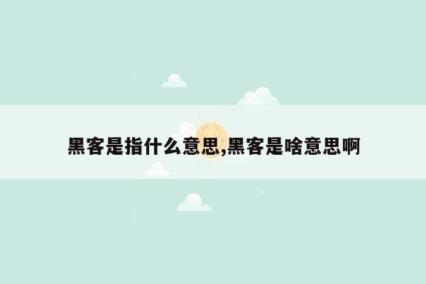 黑客是指什么意思,黑客是啥意思啊