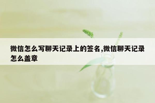 微信怎么写聊天记录上的签名,微信聊天记录怎么盖章