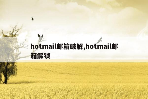 hotmail邮箱破解,hotmail邮箱解锁