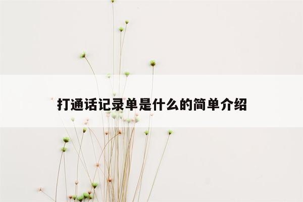 打通话记录单是什么的简单介绍