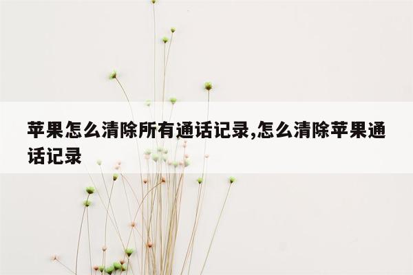 苹果怎么清除所有通话记录,怎么清除苹果通话记录