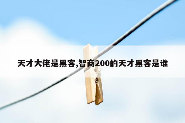 天才大佬是黑客,智商200的天才黑客是谁