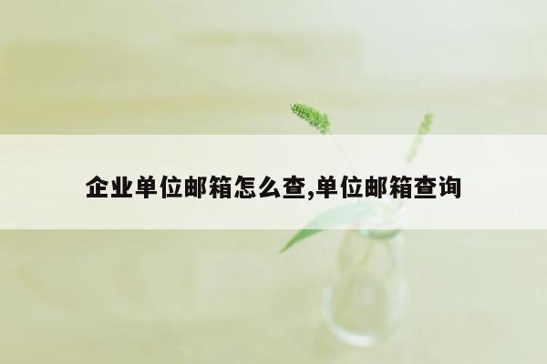 企业单位邮箱怎么查,单位邮箱查询