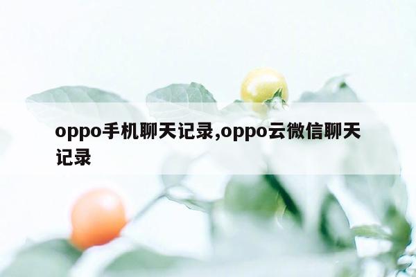 oppo手机聊天记录,oppo云微信聊天记录