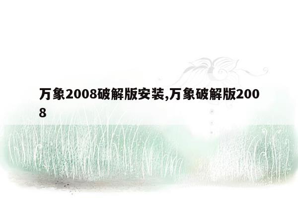 万象2008破解版安装,万象破解版2008