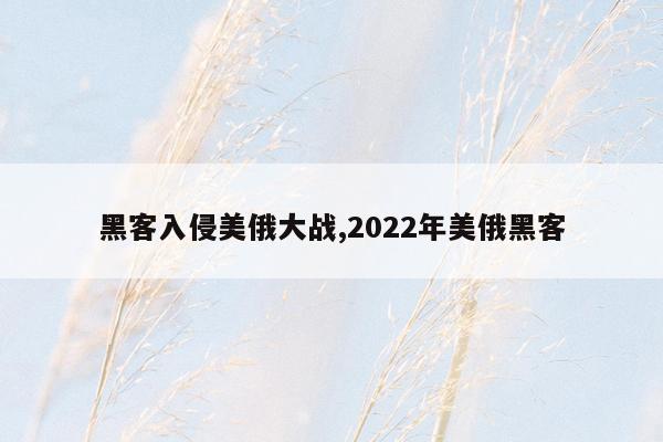 黑客入侵美俄大战,2022年美俄黑客