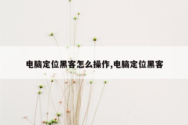 电脑定位黑客怎么操作,电脑定位黑客