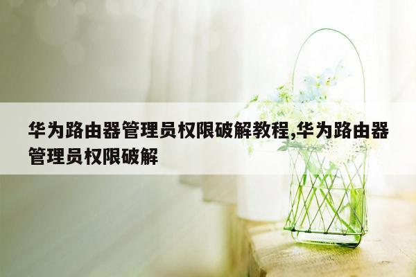 华为路由器管理员权限破解教程,华为路由器管理员权限破解