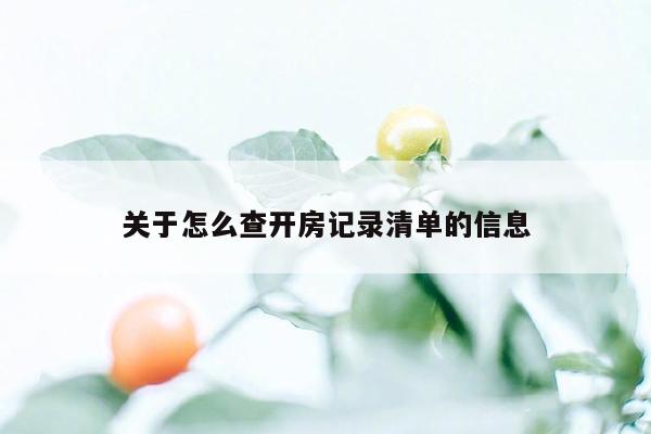 关于怎么查开房记录清单的信息