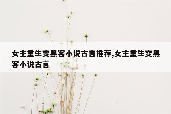 女主重生变黑客小说古言推荐,女主重生变黑客小说古言