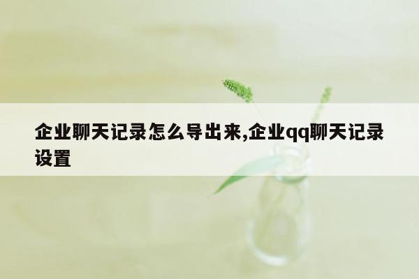 企业聊天记录怎么导出来,企业qq聊天记录设置