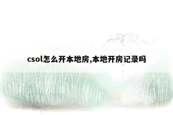 csol怎么开本地房,本地开房记录吗