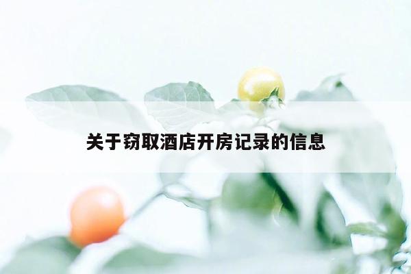 关于窃取酒店开房记录的信息