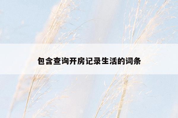 包含查询开房记录生活的词条