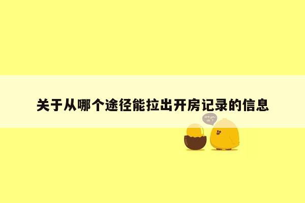 关于从哪个途径能拉出开房记录的信息