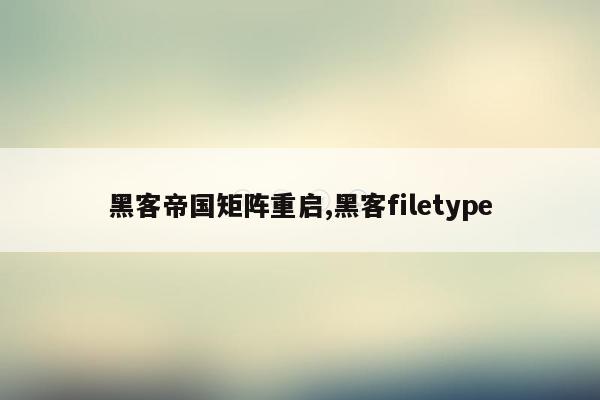 黑客帝国矩阵重启,黑客filetype