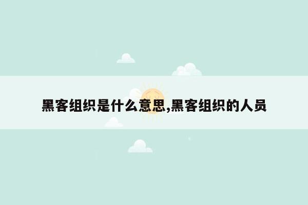 黑客组织是什么意思,黑客组织的人员