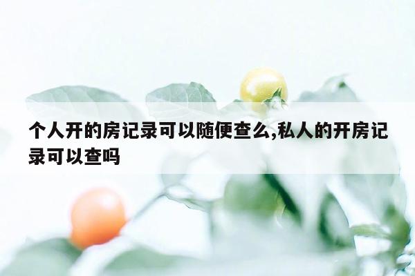 个人开的房记录可以随便查么,私人的开房记录可以查吗